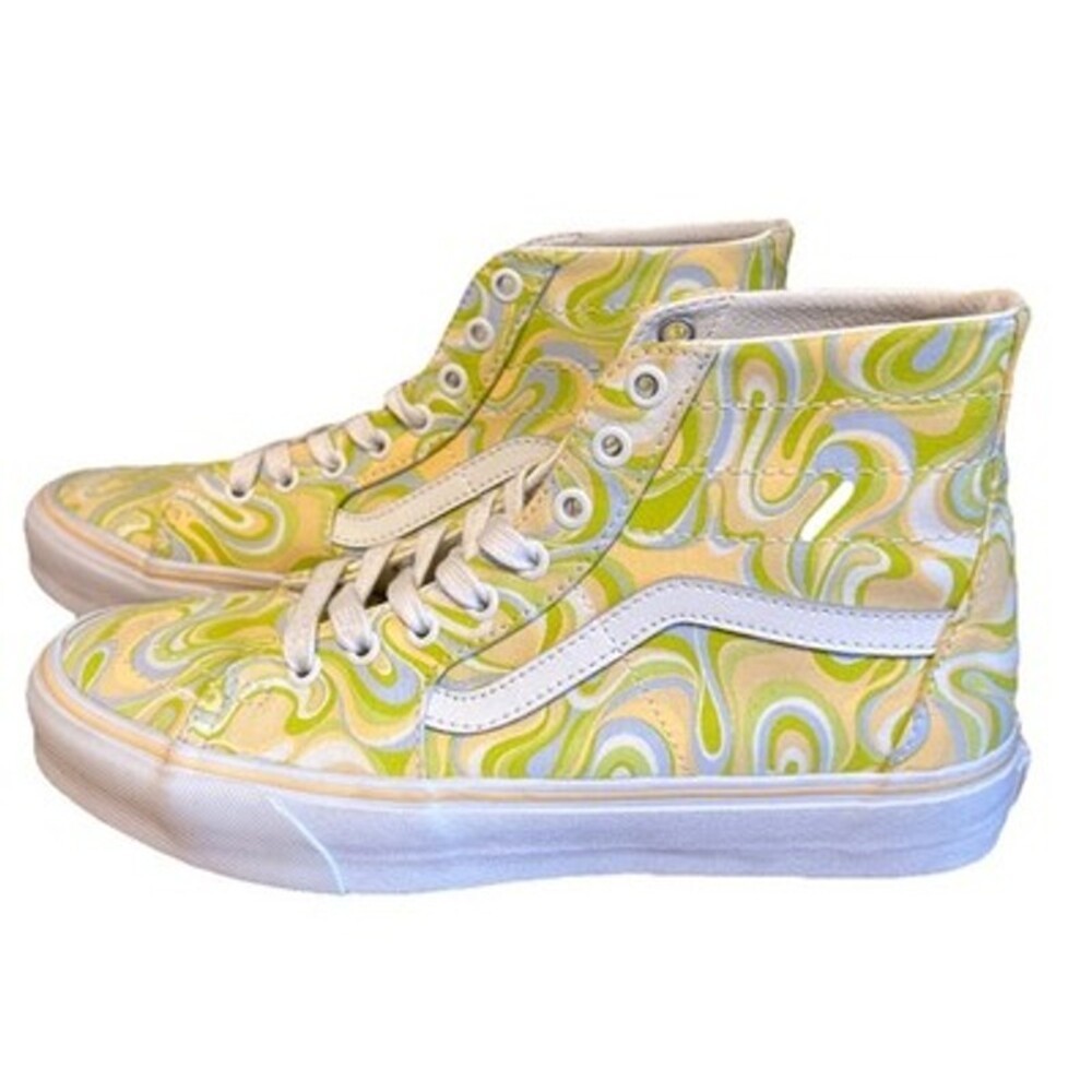 Vans Sk8-Hi Women 9.5M Sneakers High Top Lime Swirl Urban Street Shoes